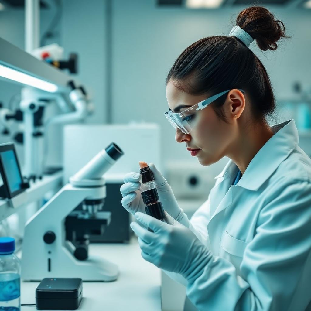 Analyst running quality control tests on finished cosmetic samples — Quality Control engagement visual